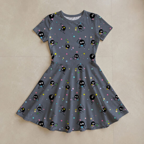 dress-sootsprite-gray-fr Women's Soot Sprite Dress | Studio Ghibli All Over Print XS-5XL