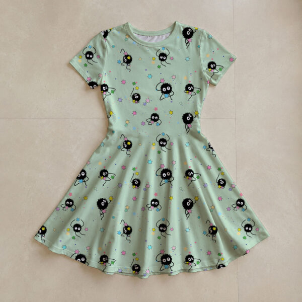 dress-sootsprite-green-fr Women's Soot Sprite Dress | Studio Ghibli All Over Print XS-5XL