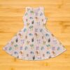 eeveeevo-girls-sleeveless-dress-bk girls pink sleeveless dress with Eevee evolutions print fit and flare Pokemon