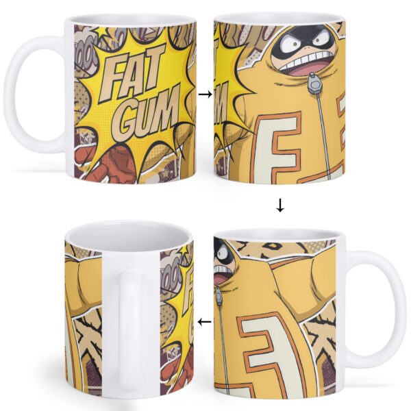 fatgum1 Fat Gum Taishiro Toyomitsu My Hero Academia 11oz ceramic mug with full wrap comic style print