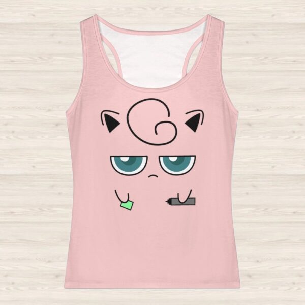 Women's pink Pokémon tank top featuring a cute Jigglypuff graphic