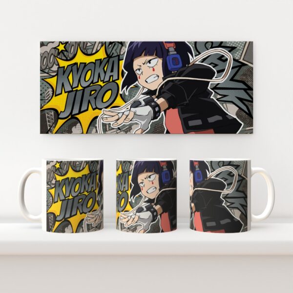 jiro Kyoka Jiro Earphone Jack My Hero Academia 11oz ceramic mug with full wrap comic style print