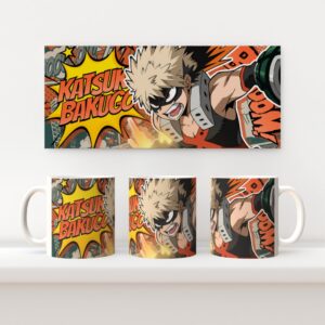 Katsuki Bakugo My Hero Academia 11oz ceramic mug with full wrap comic style print