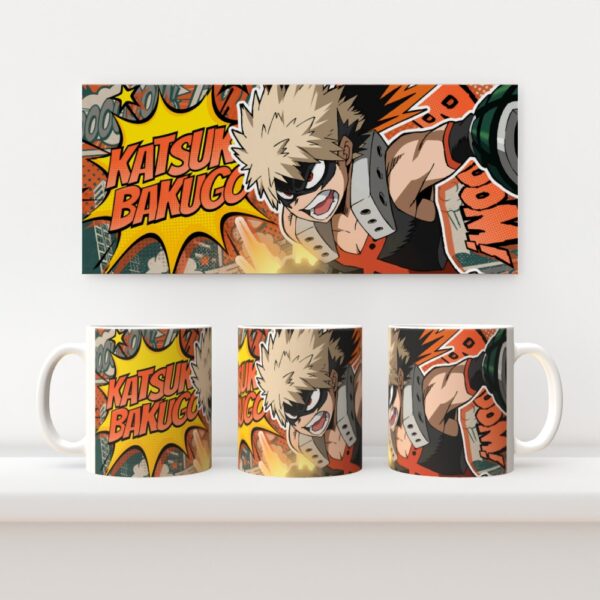 katsuki Katsuki Bakugo My Hero Academia 11oz ceramic mug with full wrap comic style print