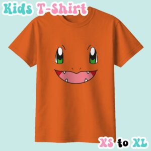 kids-charmander-orange Charmander kids t-shirt in orange featuring the Pokemon's happy smiling face design