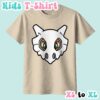 Cubone kids t-shirt in sand color featuring the Pokemon's skull mask face design