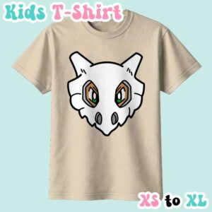 kids-cubone-sand Cubone kids t-shirt in sand color featuring the Pokemon's skull mask face design