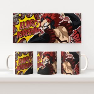 kirishima Kirishima Eijiro Red Riot My Hero Academia 11oz ceramic mug with full wrap comic style print