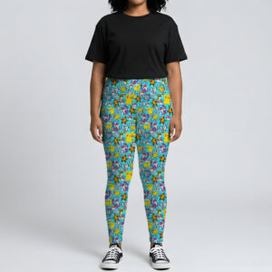 leggings-fr_pokeblue Pokemon high waist leggings with all-over print of Pikachu Squirtle Charmander and Pokemon characters