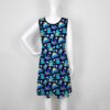 pokeblues-skater-dress-bk women's blue pokemon sleeveless skater dress black squirtle piplup totodile mudkip oshawott snorlax high waist round neck sizes xs-5xl