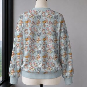 cute pokemon knitted cardigan light blue unisex relaxed fit v-neck button front artificial wool blend sizes s-7xl