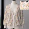 pokecute-pink-cardigan-fr cute pokemon knitted cardigan cream pink unisex relaxed fit v-neck button front artificial wool blend sizes s-7xl