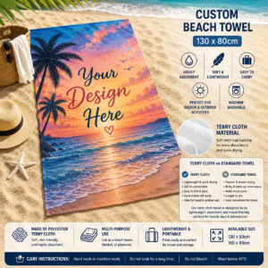 towel-custom Custom beach towel personalised with your own design