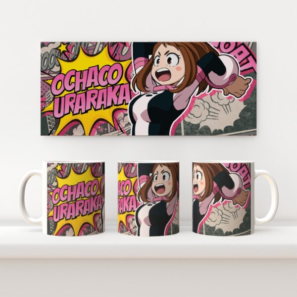 uraraka Uraraka Ochaco My Hero Academia 11oz ceramic mug with full wrap comic style print