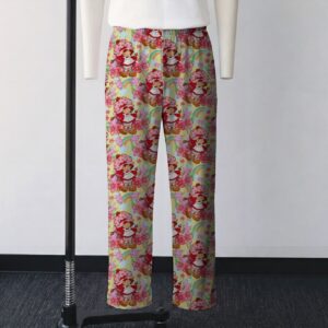 420strawberryshortcake-loungepants-fr 420 Strawberry Shortcake all-over print lounge pants on pastel yellow background