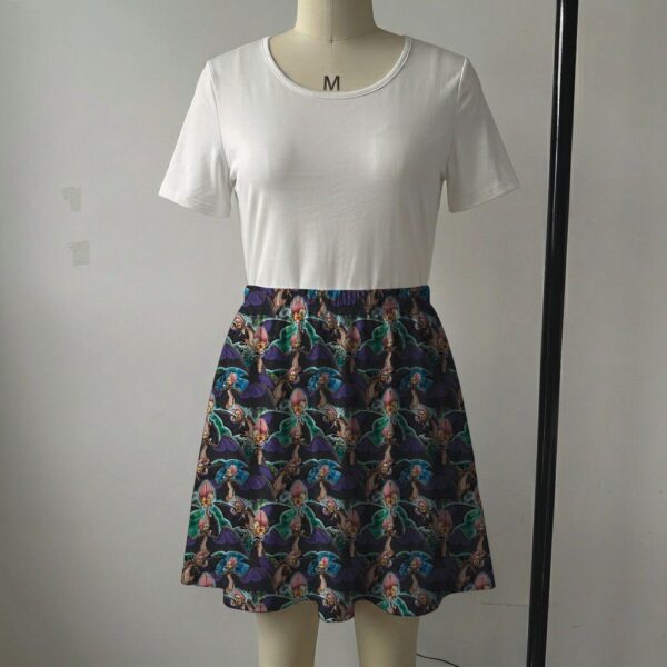 battykoda-skirt1 Dark green and purple skater skirt printed with Batty Koda bat pattern and side pockets