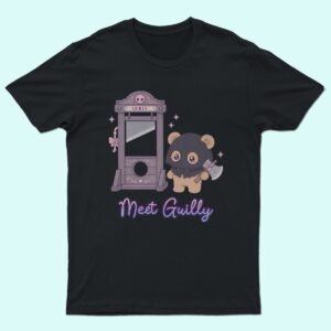 Meet Guilly bear t-shirt black creepy cute guillotine axe design