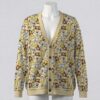 belle-cardigan-fr Beauty and the Beast Belle and enchanted rose print yellow unisex V-neck button cardigan sweater sizes S to 7XL