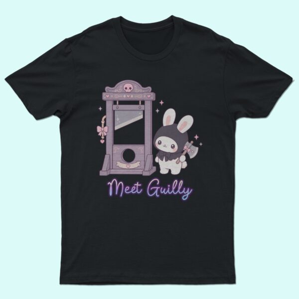 bunny-guilly-tshirt-fr Meet Guilly bunny t-shirt black creepy cute guillotine axe design