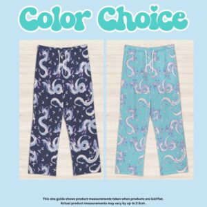 haku dragon blue lounge pants drawstring waist 100% polyester jersey no pockets relaxed fit sizes s-5xl