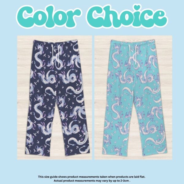 colorchoice-haku2 haku dragon blue lounge pants drawstring waist 100% polyester jersey no pockets relaxed fit sizes s-5xl