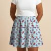 frieren-skirt-fr Frieren anime skater skirt with all-over print with side pockets worn by model