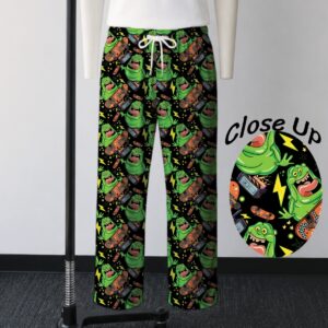 ghostbusters slimer lounge pants unisex drawstring waist relaxed fit black sizes s-5xl