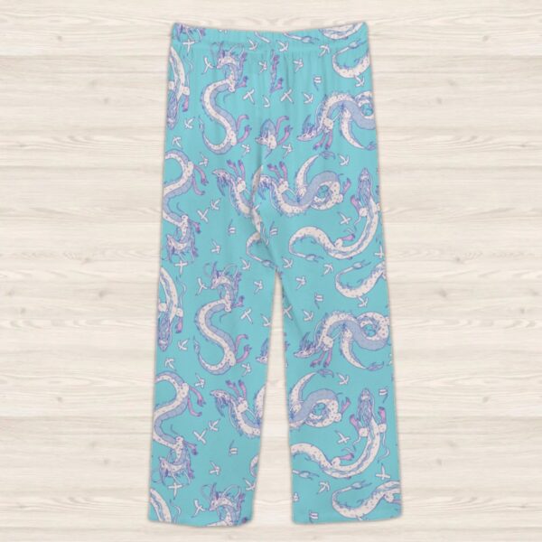 hakubblue-loungepants-flatlay-bk haku dragon blue lounge pants drawstring waist 100% polyester jersey no pockets relaxed fit sizes s-5xl