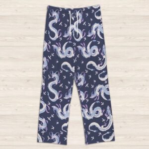 haku dragon blue lounge pants drawstring waist 100% polyester jersey no pockets relaxed fit sizes s-5xl