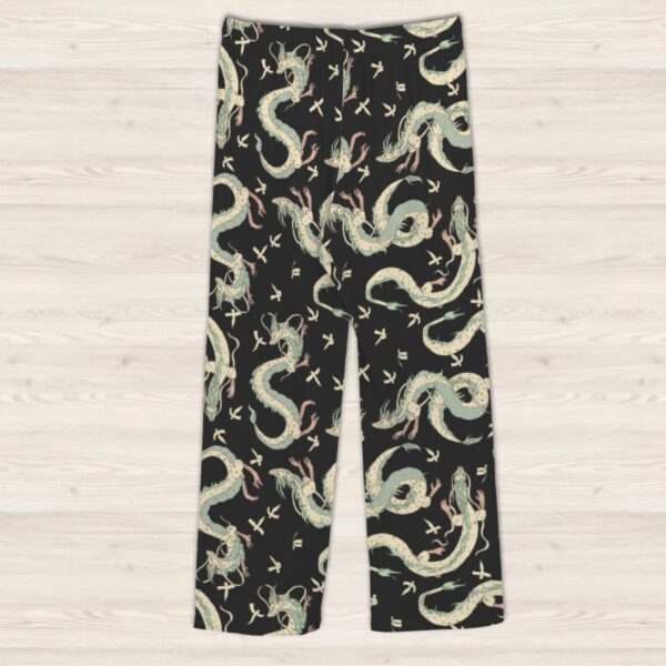 haku dragon lounge pants drawstring waist 100% polyester jersey no pockets relaxed fit black sizes s-5xl