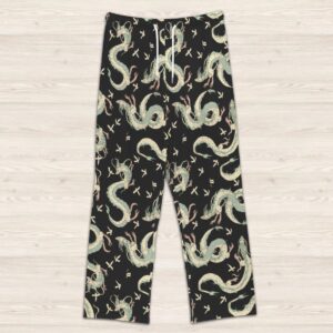 haku dragon lounge pants drawstring waist 100% polyester jersey no pockets relaxed fit black sizes s-5xl