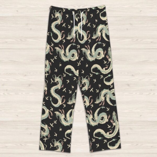 haku dragon lounge pants drawstring waist 100% polyester jersey no pockets relaxed fit black sizes s-5xl