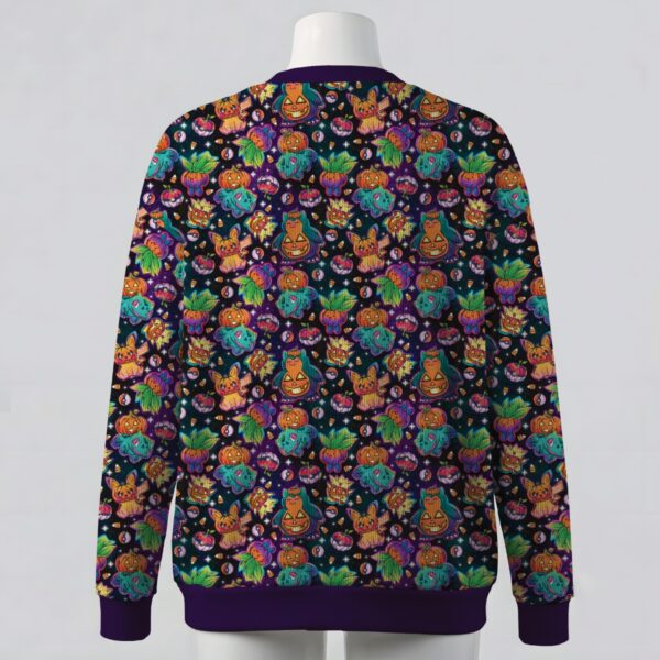 Pokemon Halloween pumpkin costume print purple unisex V-neck button cardigan sweater sizes S to 7XL