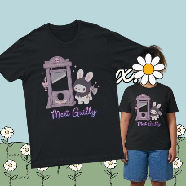 meet-guilly Meet Guilly bunny t-shirt black creepy cute guillotine axe design
