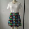 Minecraft comic strip print skater skirt with pockets featuring Steve and Creepers