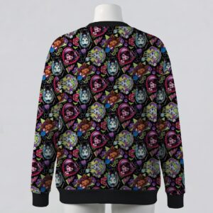 Monster High cardigan black gothic cameo print Draculaura Clawdeen Frankie Lagoona knitted button up