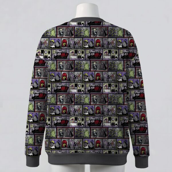 Nightmare Before Christmas comic panel print grey unisex V-neck button cardigan sweater sizes S to 7XL