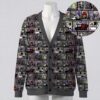 Nightmare Before Christmas comic panel print grey unisex V-neck button cardigan sweater sizes S to 7XL