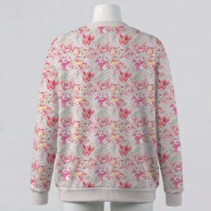 Kawaii Pokemon cardigan pastel pink floral print Eevee Pikachu Rowlet Pachirisu knitted button up