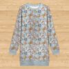 Pastel blue kawaii Pokemon print long sleeve sweatshirt dress featuring Jigglypuff and Eevee womens sizes XS to 5XL