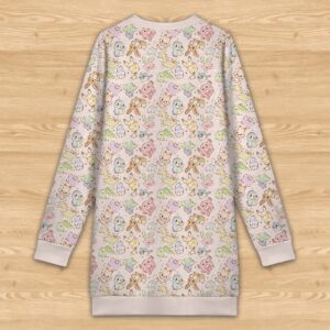 Kawaii Pokemon print long sleeve sweatshirt dress with soft fleece lining womens sizes XS to 5XL