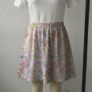 pokecutepink-skirt2 Soft pink pastel skater skirt printed with cute Pokรฉmon doodles and side pockets