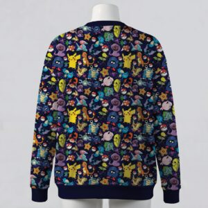 Pokemon all over print navy galaxy unisex V-neck button cardigan sweater sizes S to 7XL