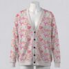 pokepinkfloral-cardigan-fr Kawaii Pokemon cardigan pastel pink floral print Eevee Pikachu Rowlet Pachirisu knitted button up