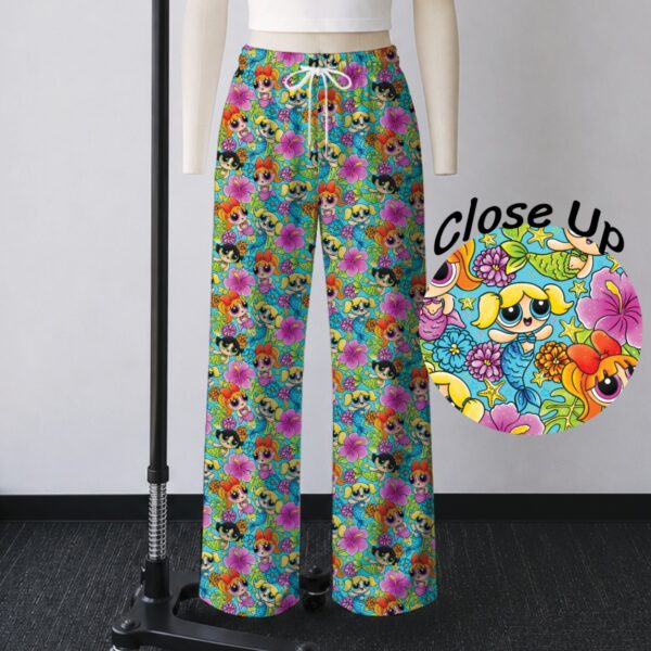 powerpuffmermaid-loungepants-fr powerpuff girls mermaid lounge pants unisex drawstring waist relaxed fit sizes s-5xl