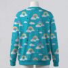 rainbow-cardigan-bk Pastel rainbow and white cloud pattern sky blue unisex V-neck button cardigan sweater sizes S to 7XL