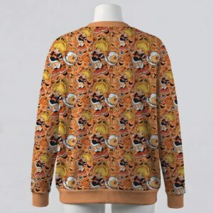 Rainbow Brite and Twink Halloween print orange unisex V-neck button cardigan sweater sizes S to 7XL