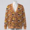 rainbowbhalloween-cardigan-fr Rainbow Brite and Twink Halloween print orange unisex V-neck button cardigan sweater sizes S to 7XL