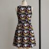 Kawaii anime mashup black sleeveless A-line dress with magical girl motifs womens sizes S to 5XL