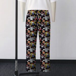 Sailor Moon and Hello Kitty all-over mashup print lounge pants on black background